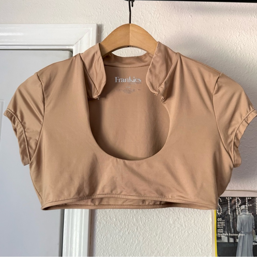 FRANKIE’S‎ BIKINIS tan peach nude dusty rose pink beach swim cutout cropped top